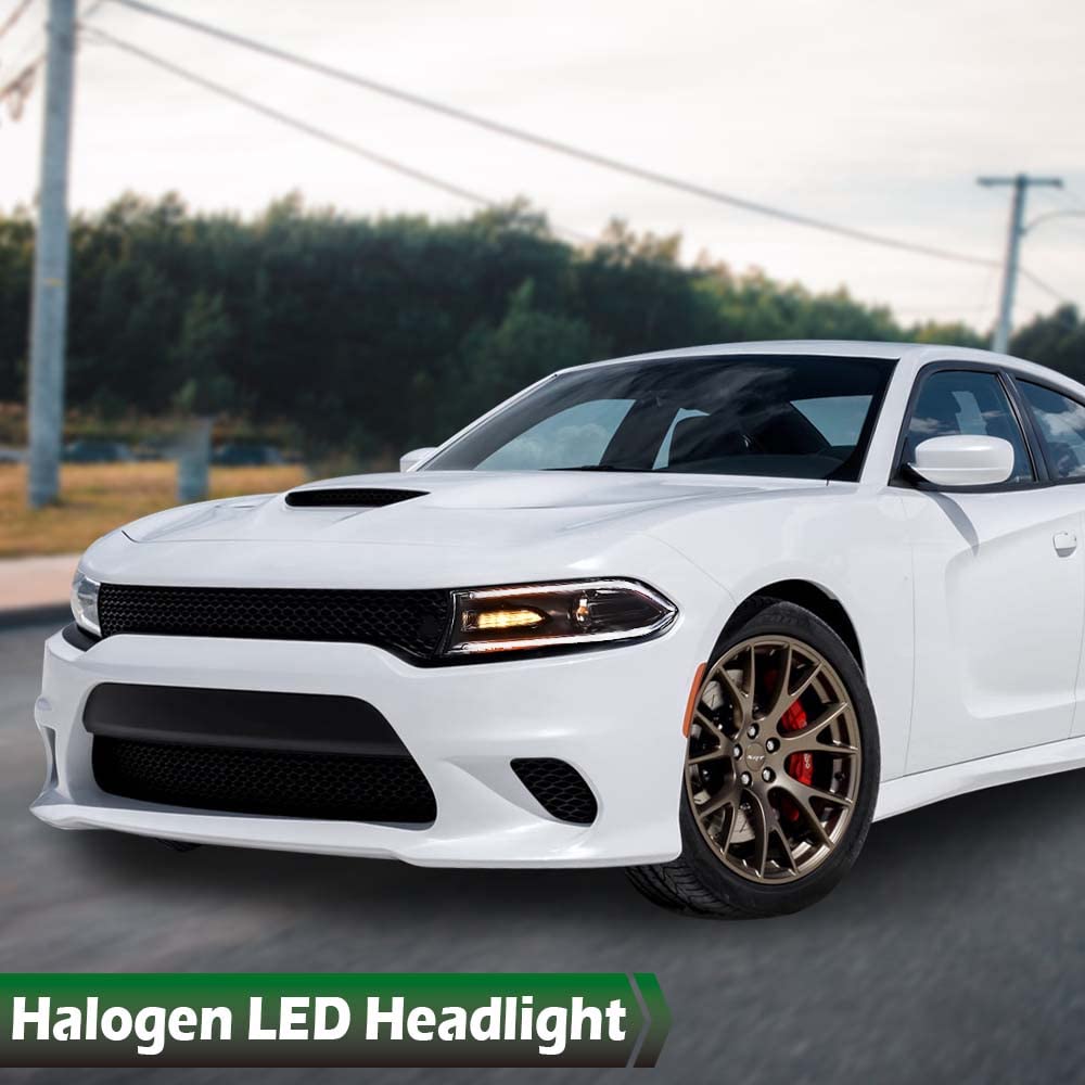 GRAND ORANGE LED DRL Headlights Assembly, Compatible with 2015 2016 2017 2018 2019 2020 2021 Dodge Charger Halogen Projector Headlights Assembly Pair - Image 9