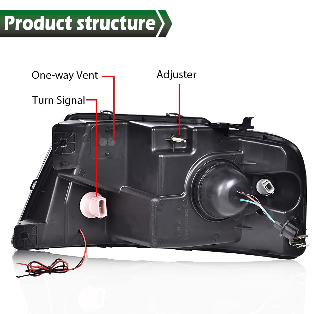 GRAND ORANGE LED DRL Headlights Assembly Compatible with Ford F150 2004 2005 2006 2007 2008 /Fit 06-08 Lincoln Mark Headlamp, Halogen Clear Chrome - Image 6