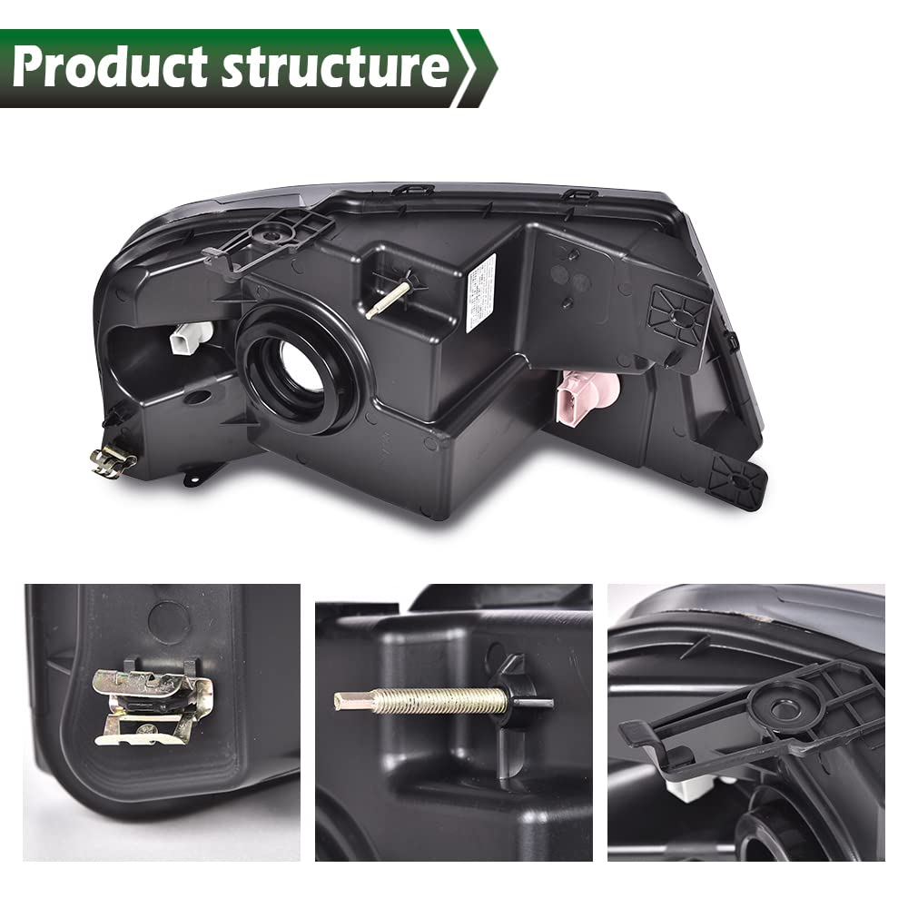 GRAND ORANGE LED DRL Headlights Assembly Compatible with Ford F150 2004 2005 2006 2007 2008 /Fit 06-08 Lincoln Mark Headlamp, Halogen Clear Chrome - Image 9