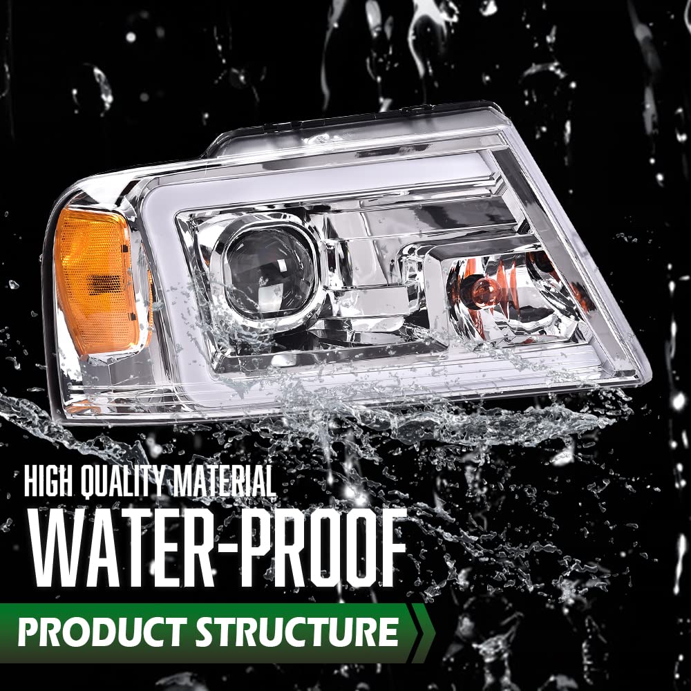 GRAND ORANGE LED DRL Projector Headlights Assembly Compatible with Ford F150 2004 2005 2006 2007 2008 /Fit 06-08 Lincoln Mark Bumper Headlamp Clear Lens 7L3Z13008FA 7L3Z13008EA 7L3Z13008CA - Image 6