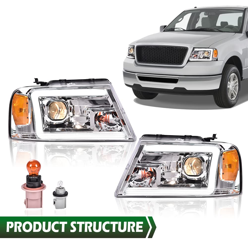 GRAND ORANGE LED DRL Projector Headlights Assembly Compatible with Ford F150 2004 2005 2006 2007 2008 /Fit 06-08 Lincoln Mark Bumper Headlamp Clear Lens 7L3Z13008FA 7L3Z13008EA 7L3Z13008CA - Image 9