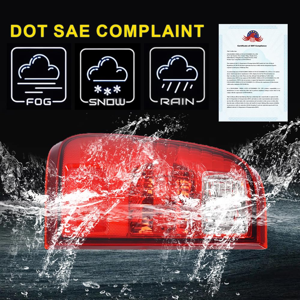 GRAND ORANGE Left Driver Side W/o Bulb Tail Light Assembly Rear Brake Lamp Taillight Compatible with Ford F250 F350 F450 F550 Super Duty 2008 2009 2010 2011 2012 2013 2014 2015 2016 - Image 5