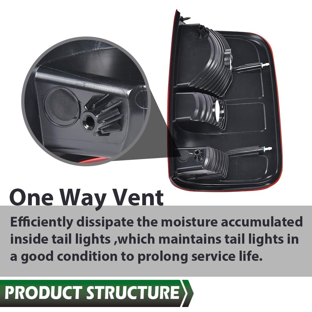 GRAND ORANGE Left Tail Light Assembly Rear Lights Lamp Compatible with Ford F150 2004 2005 2006 LH Driver Side W/o Bulb - Image 6