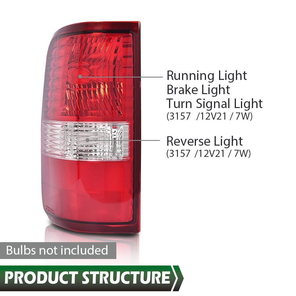 GRAND ORANGE Left Tail Light Assembly Rear Lights Lamp Compatible with Ford F150 2004 2005 2006 LH Driver Side W/o Bulb - Image 8