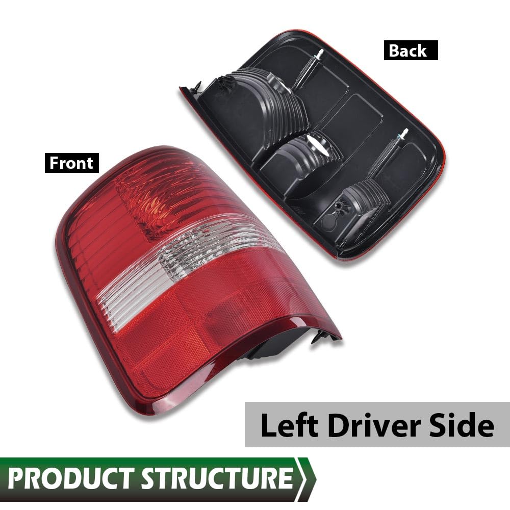 GRAND ORANGE Left Tail Light Assembly Rear Lights Lamp Compatible with Ford F150 2004 2005 2006 LH Driver Side W/o Bulb - Image 9