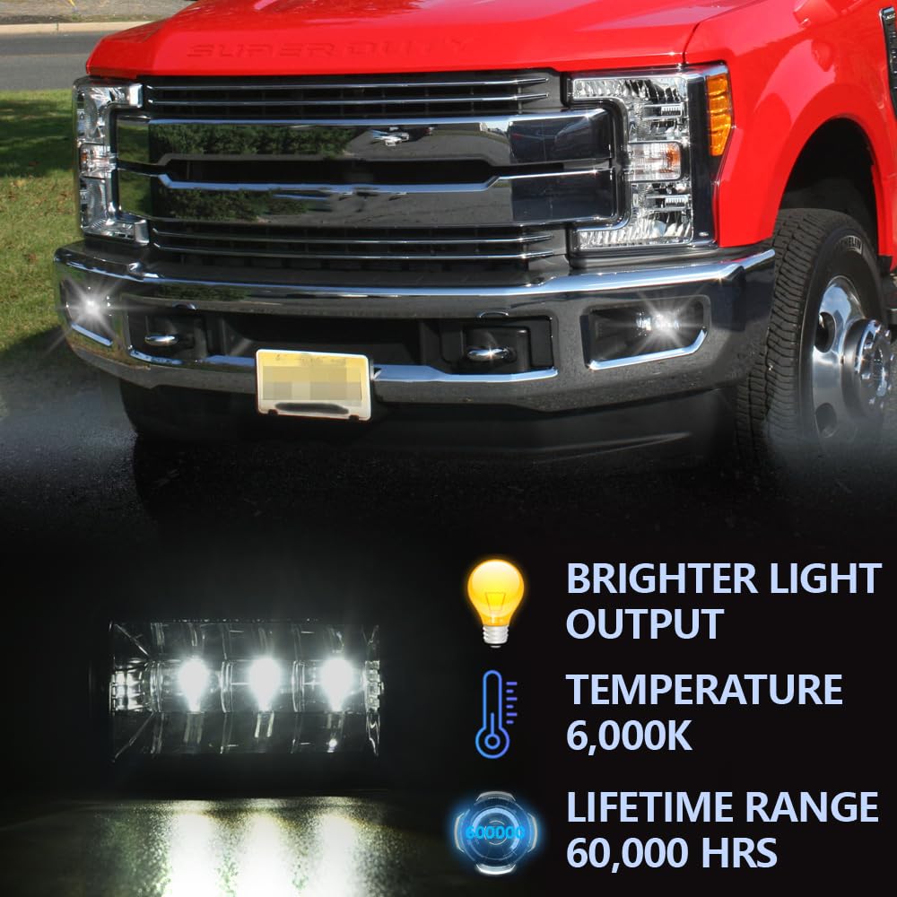 GRAND ORANGE Pair LED Fog Lights Compatible with Ford F150 2015-2020/ Ford F250 F350 Super Duty 2017-2018 Fog Lamps Front Bumper Lamps FL3Z15200B, FL3Z15201B - Image 3