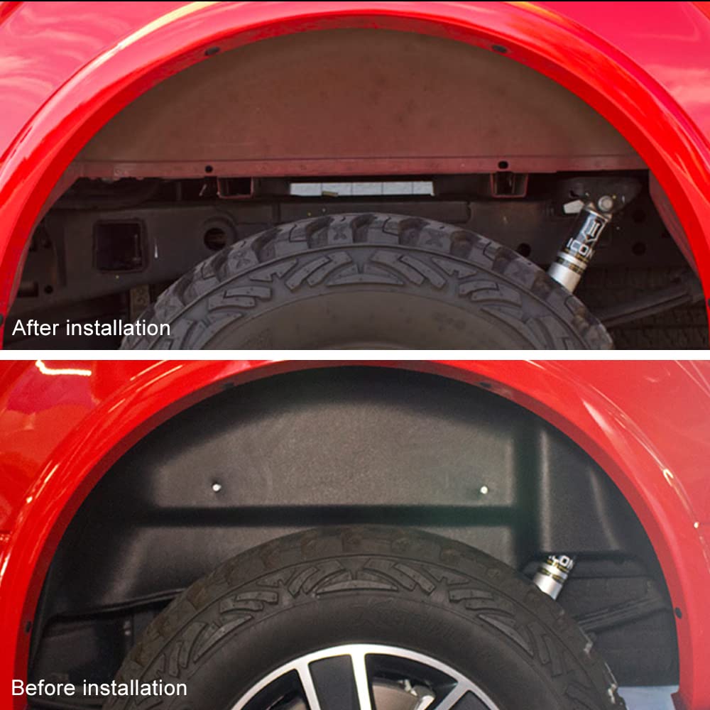 GRAND ORANGE Rear Wheel Guards Compatible with Ford F250 F350 Super Duty 2017 2018 2019 Black Rear Wheel Well Guards Fenders Kit 1Pair - Image 9