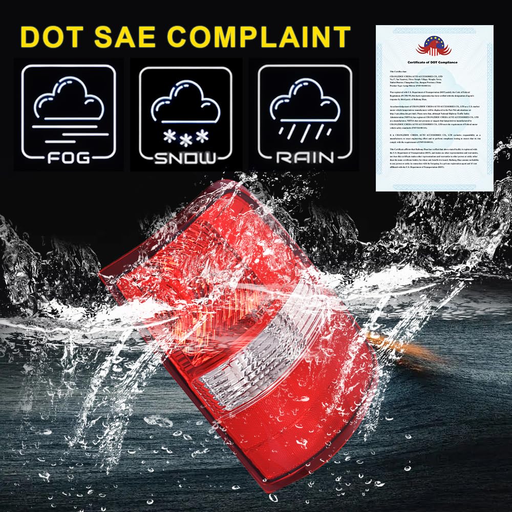 GRAND ORANGE Right Tail Light Assembly Rear Lights Lamp Compatible with Ford F150 2004 2005 2006 RH Passenger Side W/o Bulb - Image 4