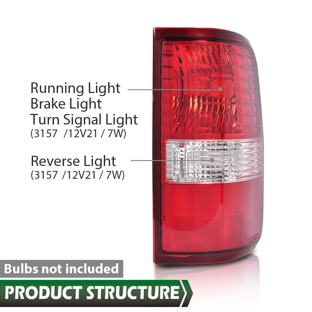 GRAND ORANGE Right Tail Light Assembly Rear Lights Lamp Compatible with Ford F150 2004 2005 2006 RH Passenger Side W/o Bulb - Image 7