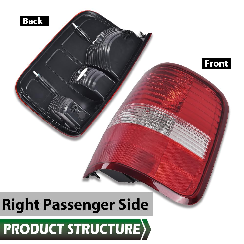 GRAND ORANGE Right Tail Light Assembly Rear Lights Lamp Compatible with Ford F150 2004 2005 2006 RH Passenger Side W/o Bulb - Image 9