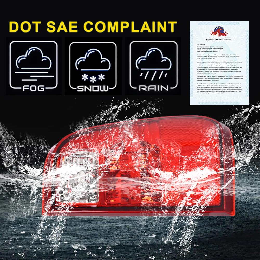 GRAND ORANGE Right Tail Light Assembly Rear Lights Tail Lamp Compatible with Ford F250 F350 F450 F550 Super Duty 2008-2016 RH Passenger Side W/o Bulb - Image 5