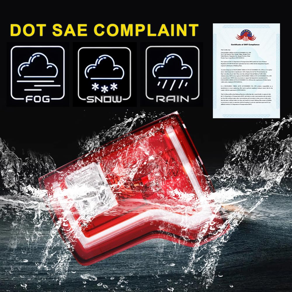 GRAND ORANGE Tail Light Assembly Rear Lights Set Compatible with Ford F150 2015 2016 2017 Left and Right Side Taillamps w/bulb Halogen Red lens FL3Z13405A-PFM FL3Z13404A-PFM FO2800239C FO2801239C - Image 4