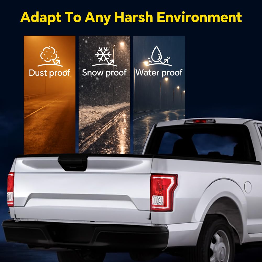 GRAND ORANGE Tail Light Assembly Rear Lights Set Compatible with Ford F150 2015 2016 2017 Left and Right Side Taillamps w/bulb Halogen Red lens FL3Z13405A-PFM FL3Z13404A-PFM FO2800239C FO2801239C - Image 5