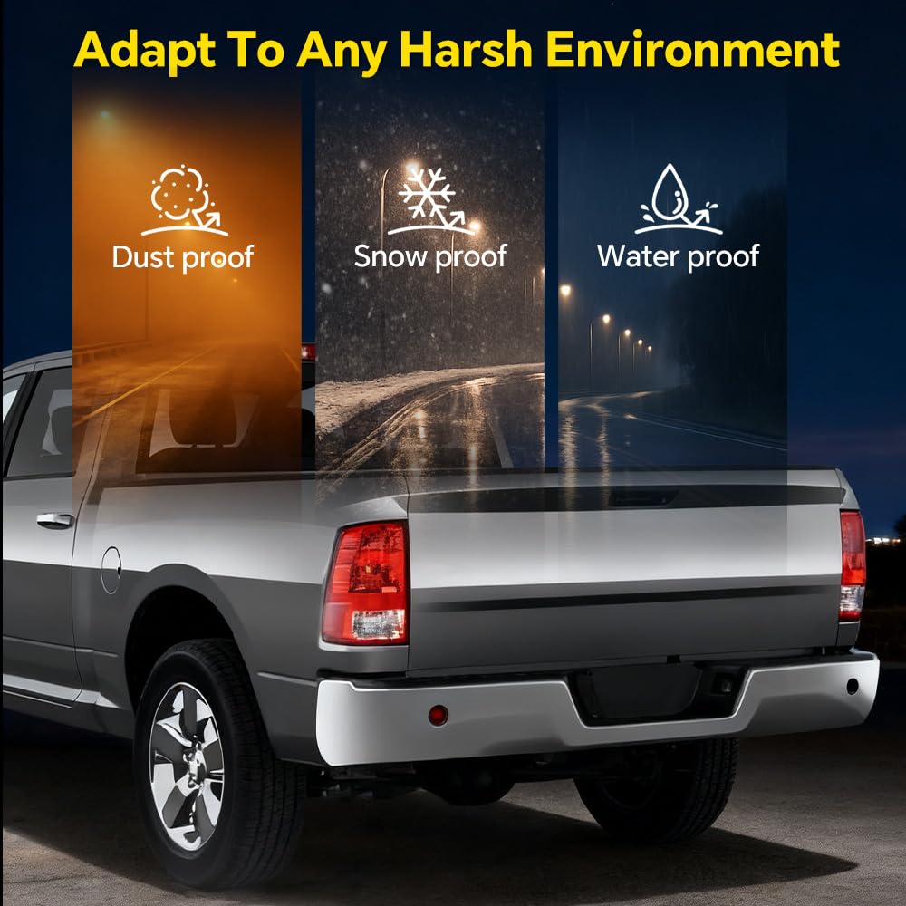 GRAND ORANGE Tail Lights Assembly Rear Lights Fit Dodge Ram 1500 2009-2018; Fit Dodge Ram 2500 2010-2018 Left Driver Side Rear Taillights Brake Lamp Halogen OE Style w/o Bulb 55277415AF - Image 6