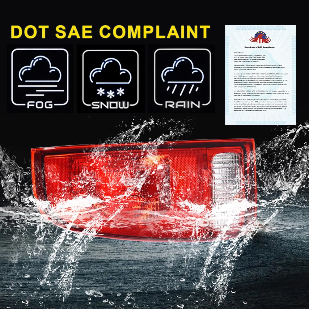 GRAND ORANGE Taillight Assembly Left Driver Side w/o Wiring Harness & Bulb Compatible with Ford F150 Stepside 1997-2004/Fit Ford F250 1997-1999/Fit Ford F250 F350 F450 F550 Super Duty 1999-2007 - Image 5