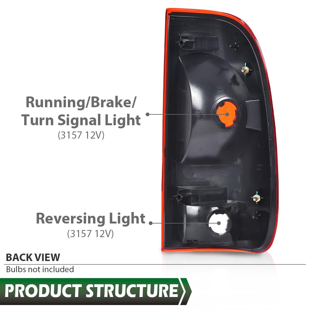 GRAND ORANGE Taillight Assembly Left Driver Side w/o Wiring Harness & Bulb Compatible with Ford F150 Stepside 1997-2004/Fit Ford F250 1997-1999/Fit Ford F250 F350 F450 F550 Super Duty 1999-2007 - Image 9