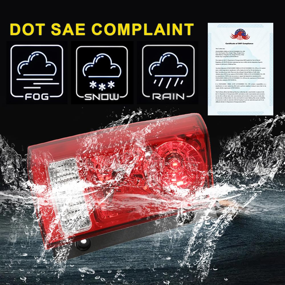 GRAND ORANGE Taillight Assembly Right Passenger Side Compatible with Ford F150 Stepside 1997-2004/Fit Ford F250 1997-1999/Fit Ford F250 F350 F450 F550 Super Duty 1999-2007 w/o Wiring Harness & Bulb - Image 3