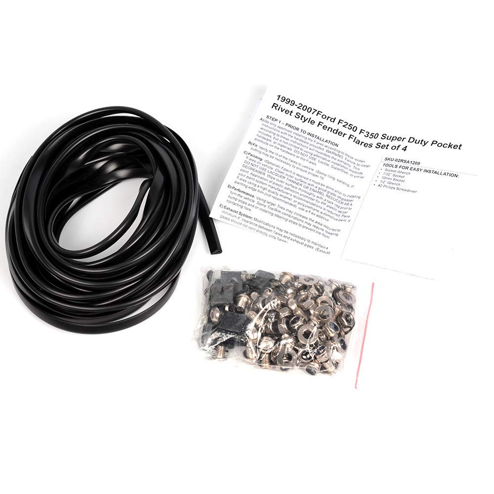 GRAND ORANGE Wheel Fender Flares, Compatible with 1999-2007 Ford F250 F350 Super Duty Styleside Only (Do Not Fit Dually Models), Pocket Textured Riveted Style Accessories - Image 9