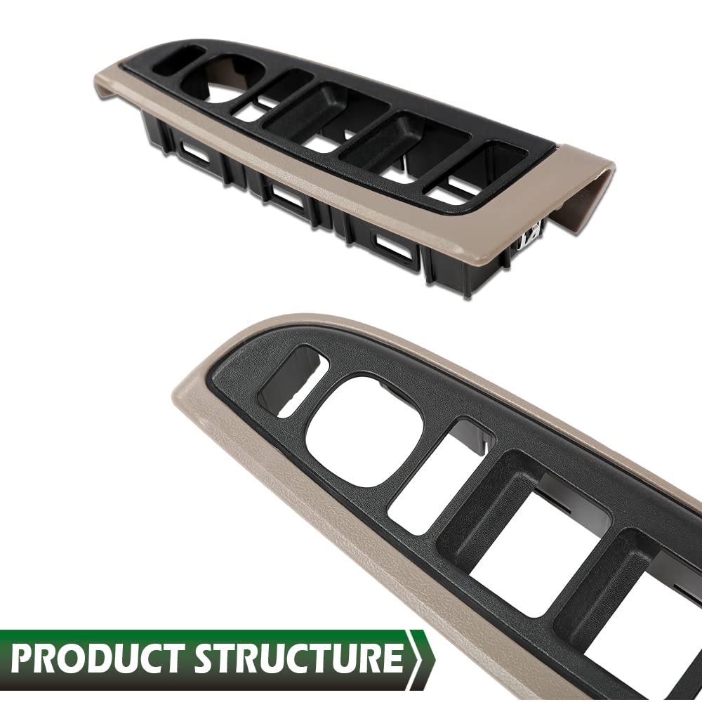 GRAND ORANGE Window Switch Decorative Frame Set Driver & Passenger Side Compatible with Chevy Silverado/GMC Sierra 1500/2500/3500 4Door Tan 2003-2007 89045119 89045127 - Image 4
