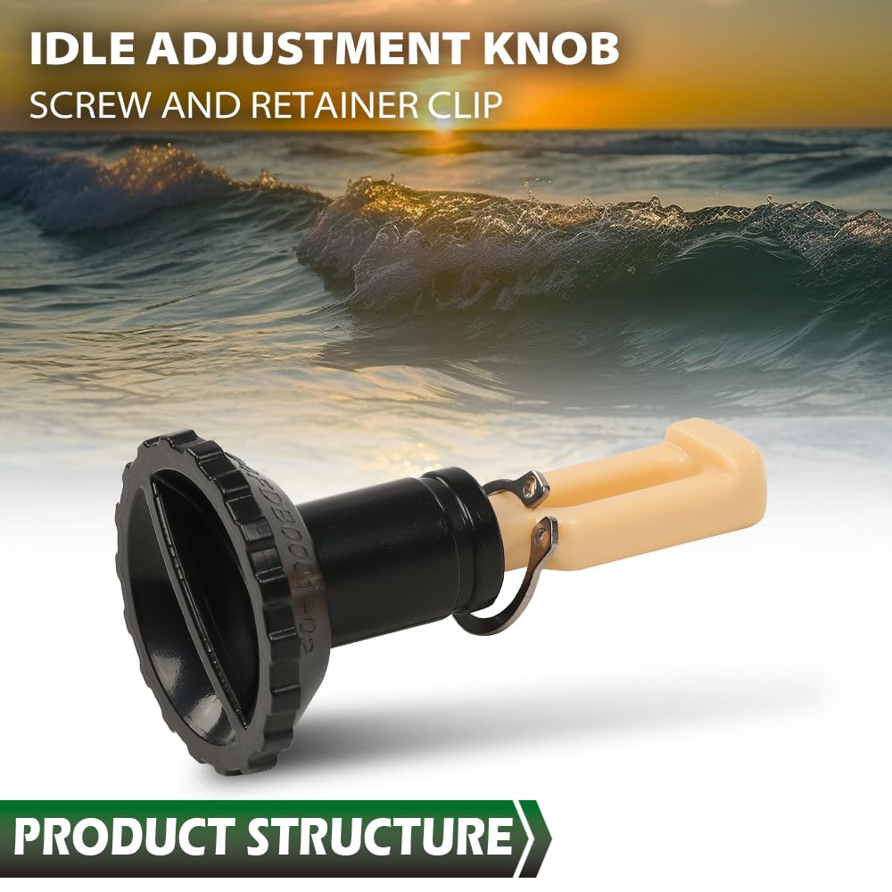 LQI Idle Adjustment Knob, Screw and Retainer Clip Compatible with Johnson Evinrude OMC Motors Fit 1974-1985 9.9HP & 15HP Models 0387272, 387272, 0766451 - Image 3