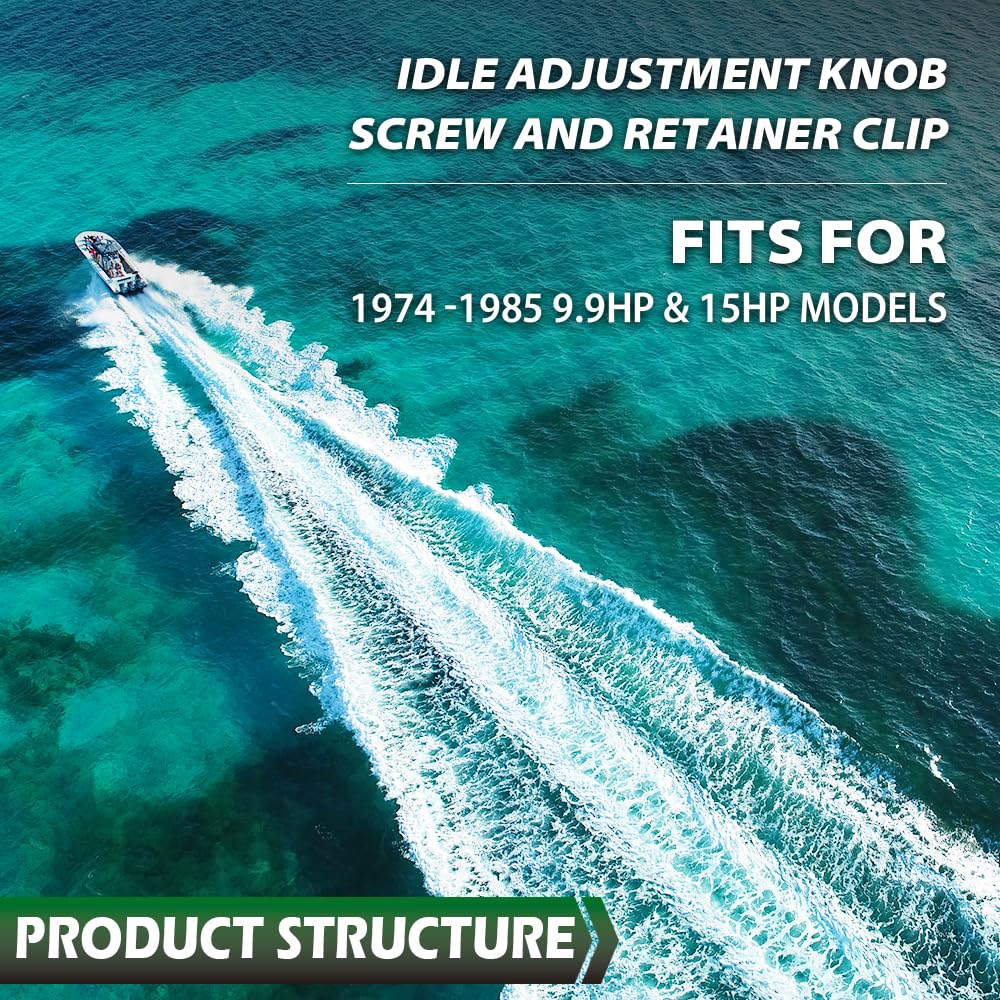 LQI Idle Adjustment Knob, Screw and Retainer Clip Compatible with Johnson Evinrude OMC Motors Fit 1974-1985 9.9HP & 15HP Models 0387272, 387272, 0766451 - Image 6