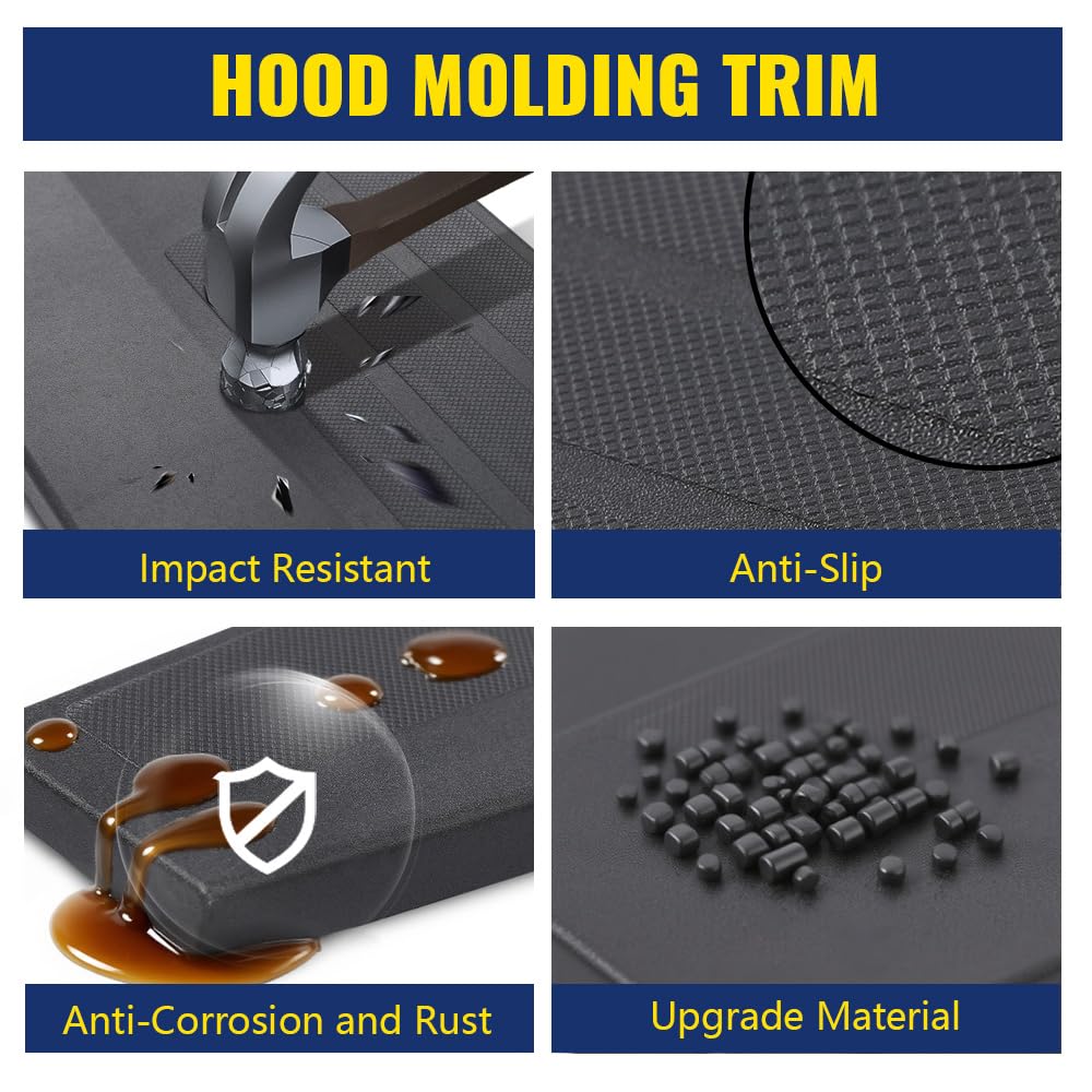 Truck Hood Molding Trim Moulding Chrome Compatible wIith GMC Sierra 1500 2500HD 3500HD 2007-2013 GM1235109, 10385156 - Image 5