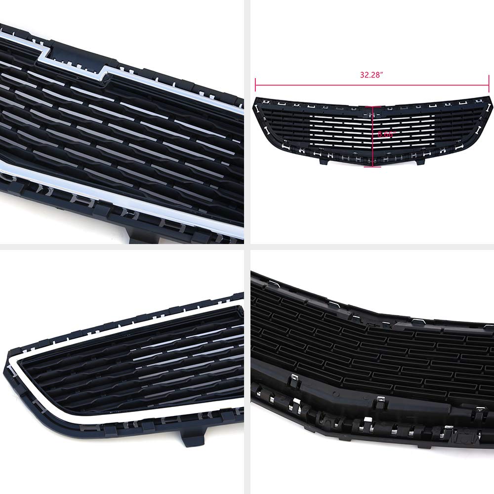 VRracing Front Bumper Lower Grille Compatible for Chevy Cruze 2015 ABS Chrome Honeycomb Mesh Grill Black - Image 8