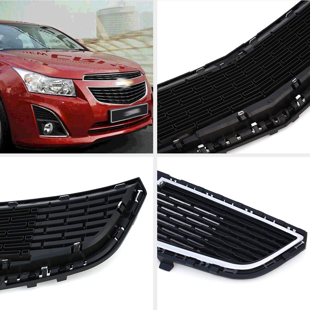 VRracing Front Bumper Lower Grille Compatible for Chevy Cruze 2015 ABS Chrome Honeycomb Mesh Grill Black - Image 9
