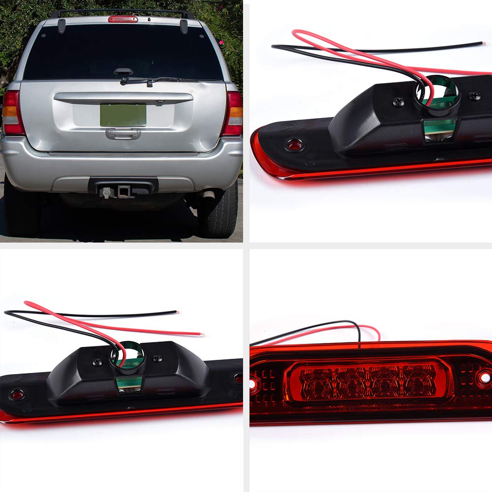 VRracing Front Rear LED Third 3rd Brake Light Stop Lamp Compatible For Jeep Grand Cherokee 1999 2000 2001 2002 2003 2004 Red Lens - Image 9