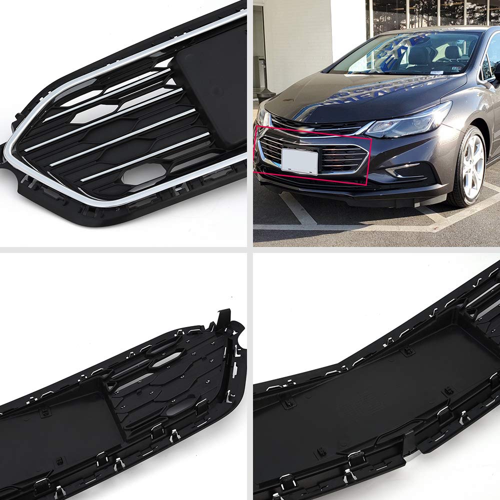 VRracing Honeycomb Front Bumper Grill Lower Grille Replacement for Chevy Cruze 2016 2017 2018 Chrome - Image 9